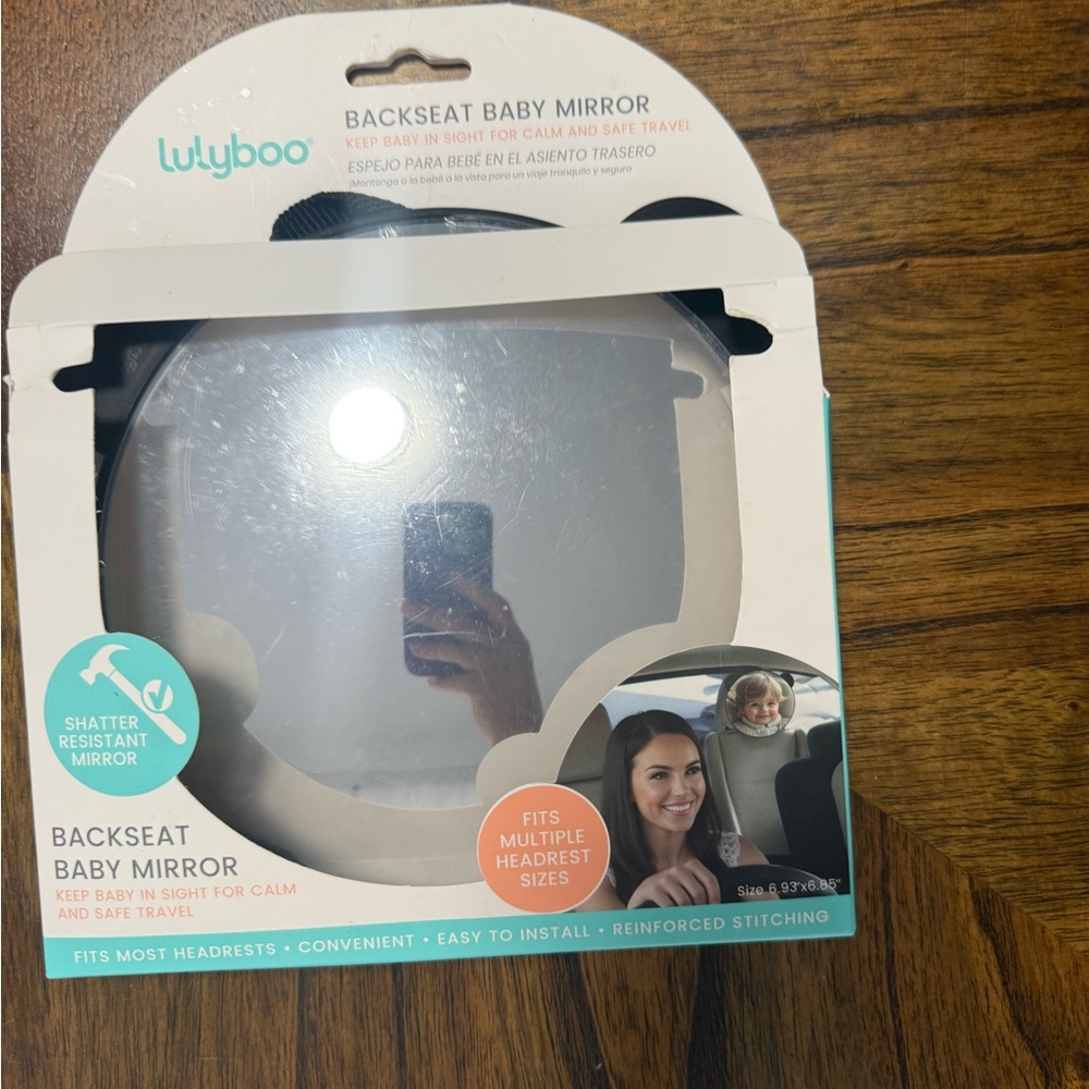 NWT LULYBOO BACKSEAT BABY MIRROR SIZE 6.96 x 6.85in